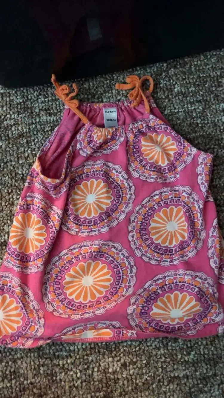 Old Navy Girls Pink and Orange Mandala Print Tie-Strap Tank Top Size 3T